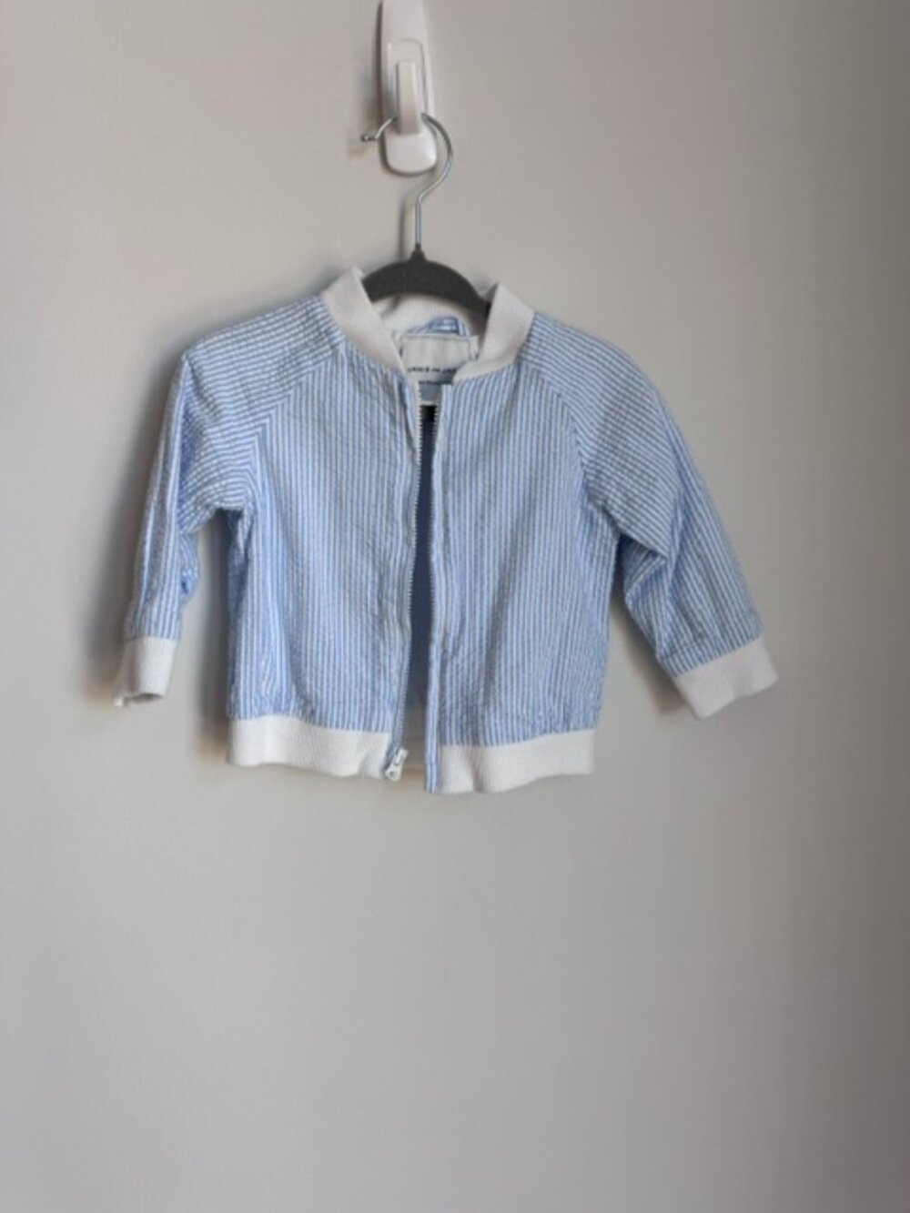 Janie and Jack Blue Seersucker Bomber Jacket 6-12M